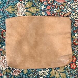 Free People Autumn  Tan Large Leather Cosmetic Bag